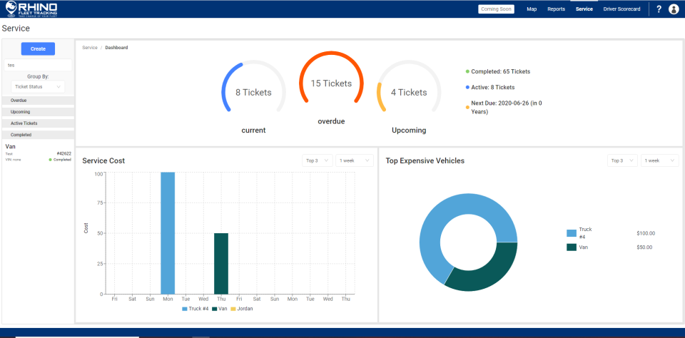 screenshot of Rhino Fleet Tracking